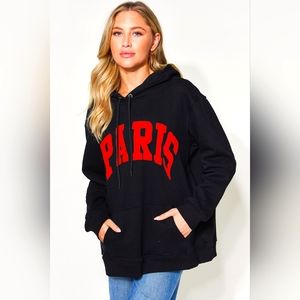 Simply Love Full Size PARIS Long Sleeve Drawstring Hoodie